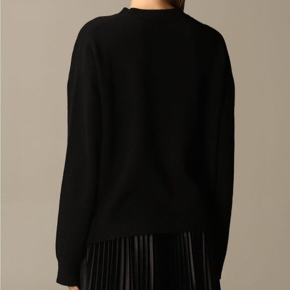 Valentino jacquard logo cashmere &  wool blend black crew neck sweater XS‎ - Picture 9 of 16